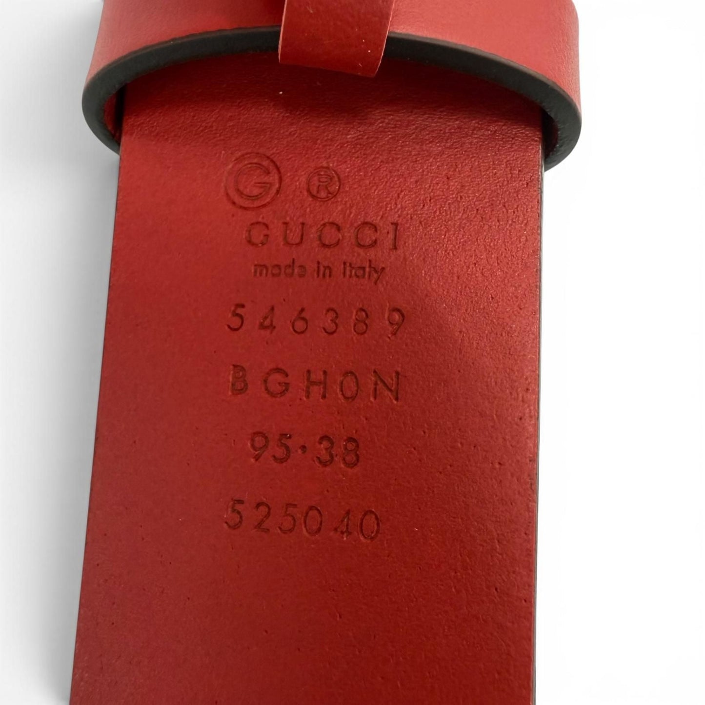 Gucci Interlocking Leather Belt Red Silver