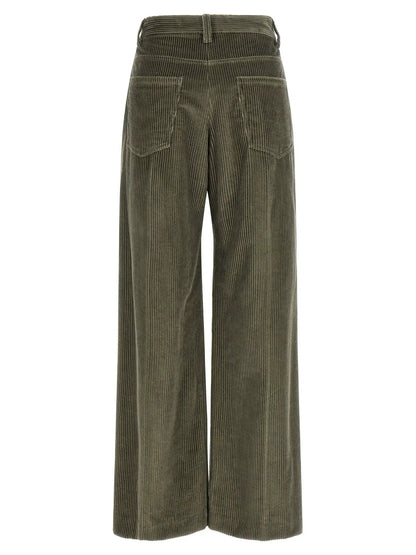 Brunello Cucinelli Bicolor Cotton Flared Pants