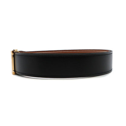 Hermes Belt Buckle Leather 95 Black Gold