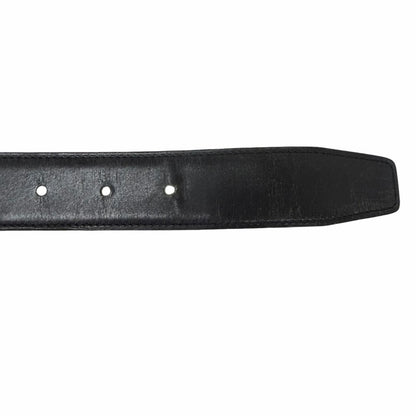 Hermes Toareg Silver Buckle Leather Belt Black 75