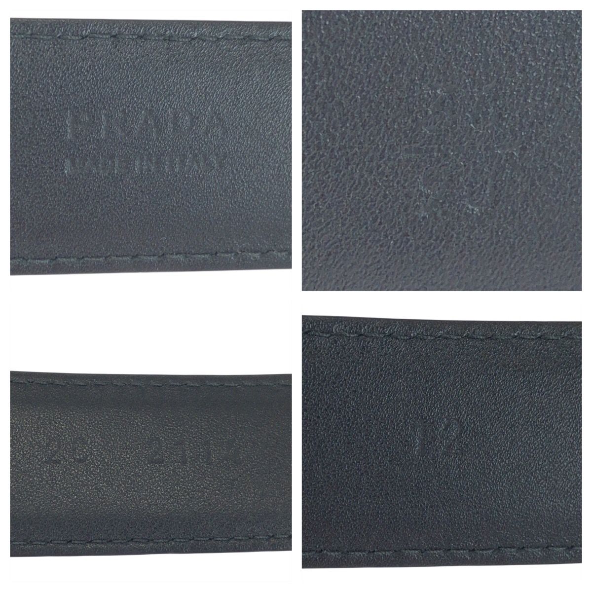 Prada 90 Black Silver Leather Belt