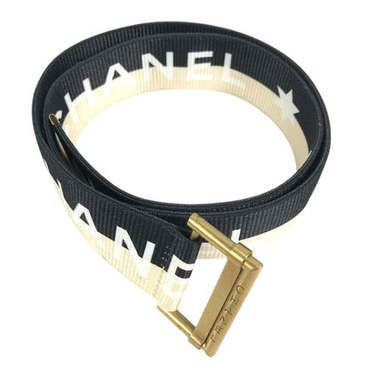 Chanel Belt CC Logo Canvas Leather Black