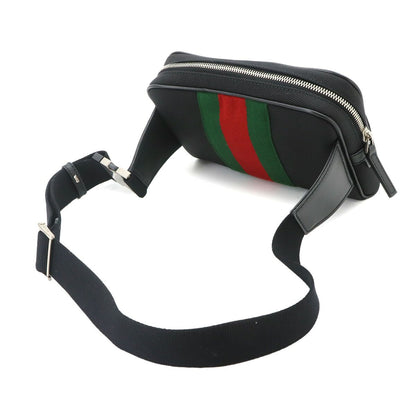 Gucci Sherry Line Belt Bag Canvas Leather Black Silver