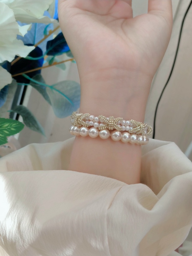 Double-Layer Bow Pearl Bracelet