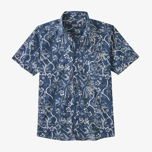 Patagonia camicia uomo a manica corta in misto cotone Men's Go To Shirt Dirt Bags: Stone Blue