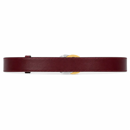 Gucci Interlocking G Leather Belt Burgundy with Gold & Silver Buckle