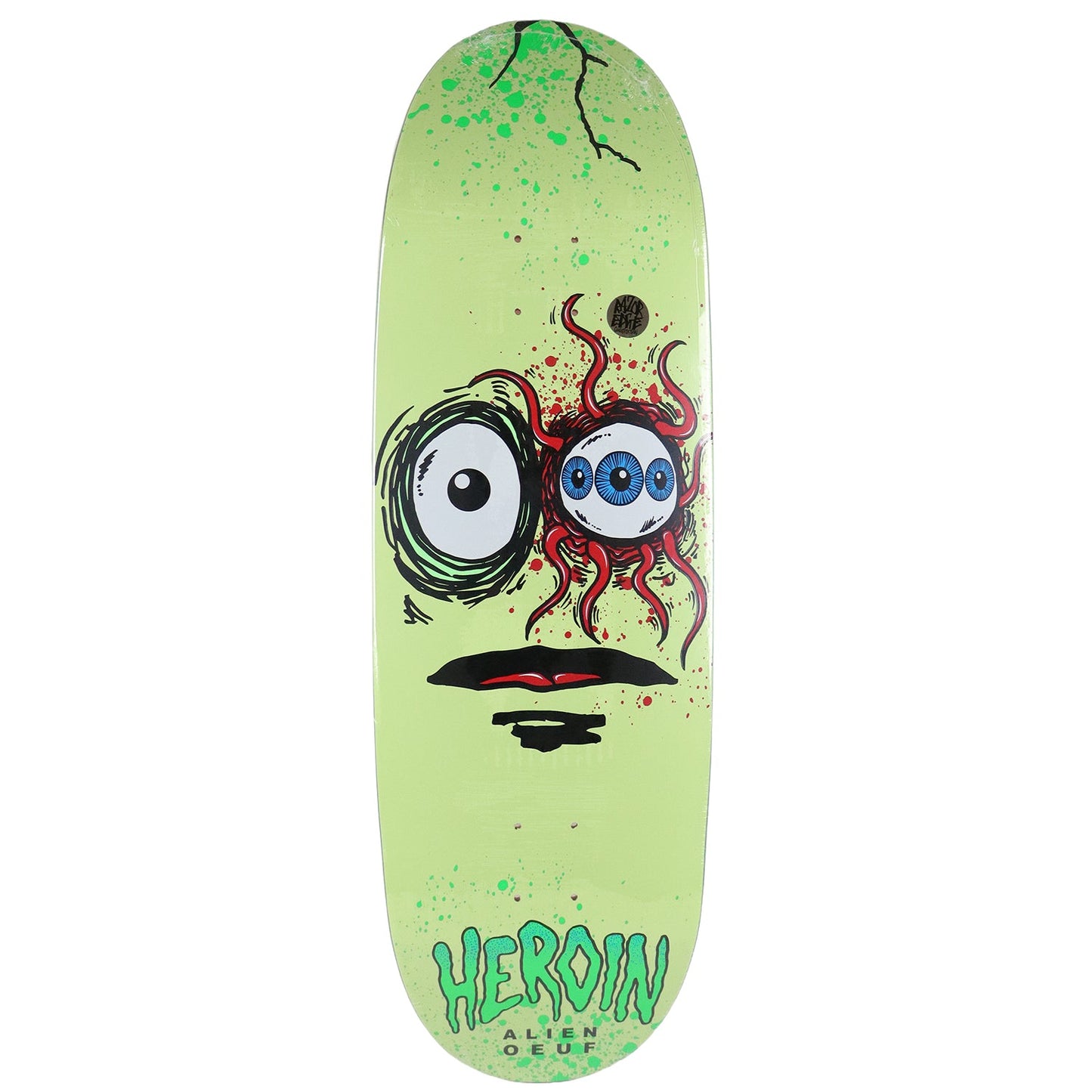 Heroin Skateboard Deck Space Egg 3 Green 10" x 32.625"