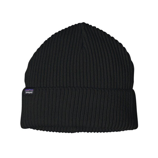 Patagonia Fisherman's Rolled Beanie Hat Cap Cappellino in 70% lana riciclata Black Nero
